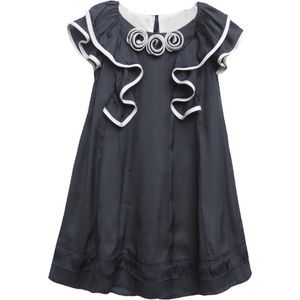 Isobella & Chloe Girls Midnight Blue Ruffle Dress